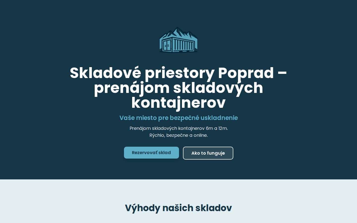 Home page of the Sklady Poprad website